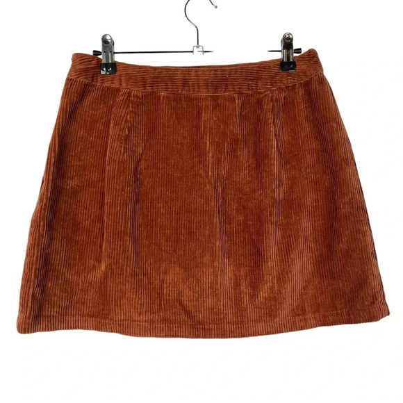 Forever 21 Rust Orange Pocket Front Corduroy Mini Skirt M - Picture 2 of 5